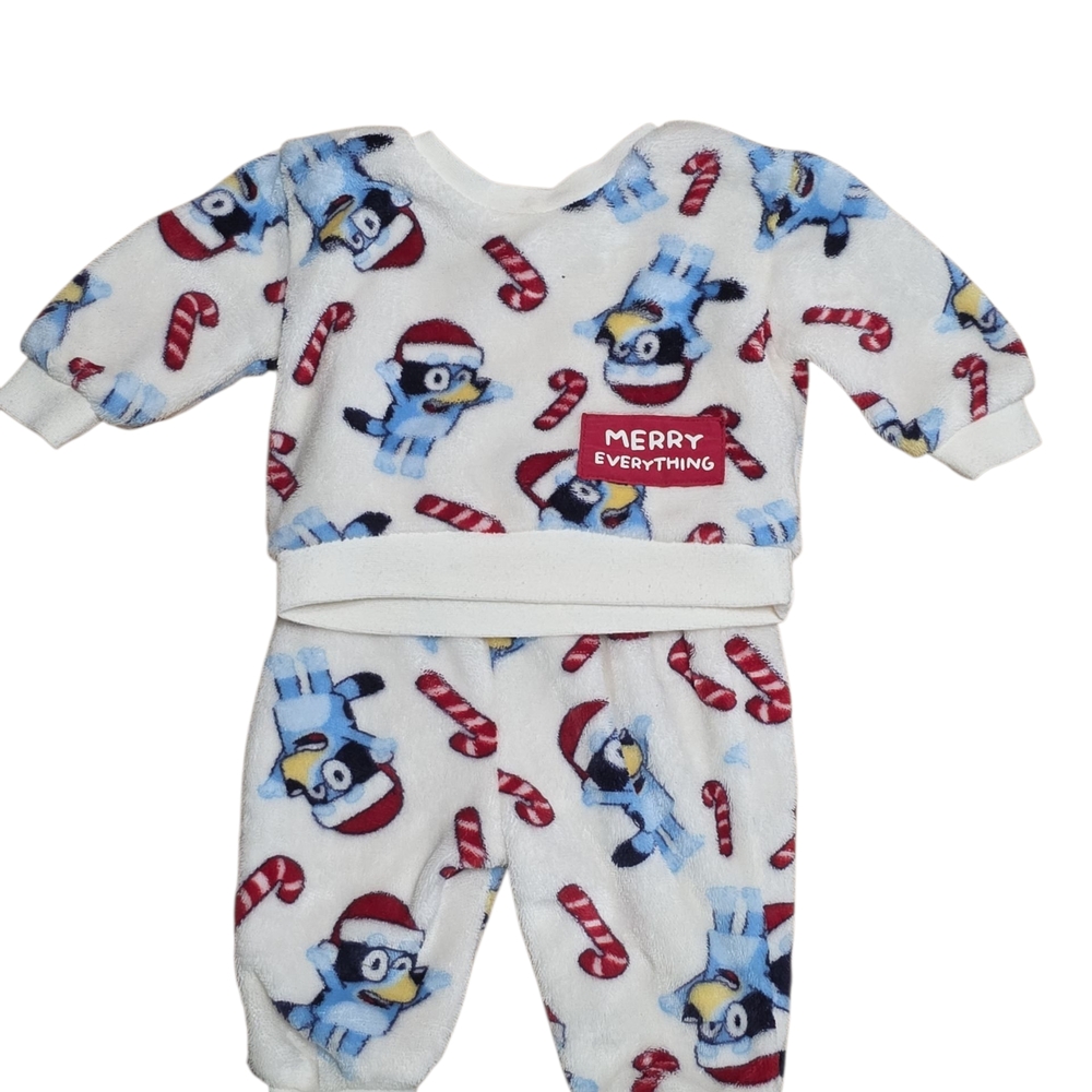 Bluey Fleece 2 Piece Holiday Pj Set Baby 0-3 Months Euc